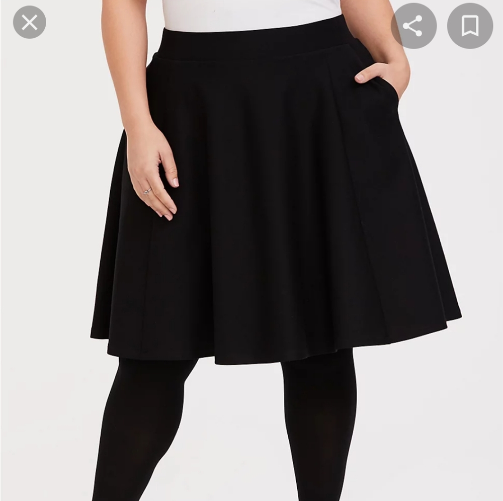 Black Ponte A Line Skirt